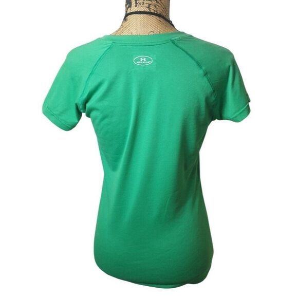Under Armour Womens V-Neck Tee XS Green Performance Athletic Sporty Athleisure - Picture 3 of 5